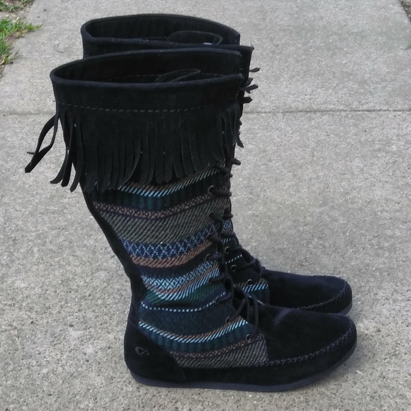 Rocket Dog Shoes - Rocket Dog Black Moccasin Boots - Size 11